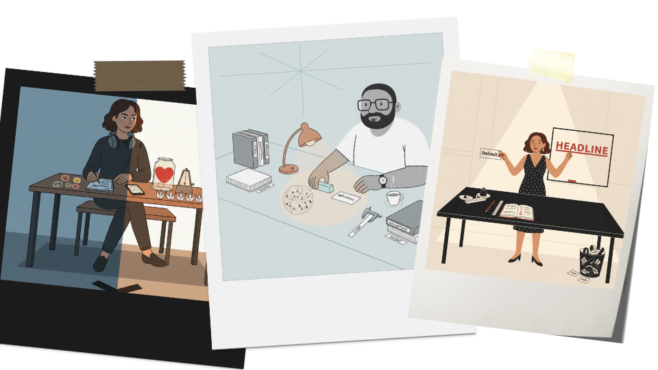 A daily question on a warm interface with thoughtful responses from people nearby.